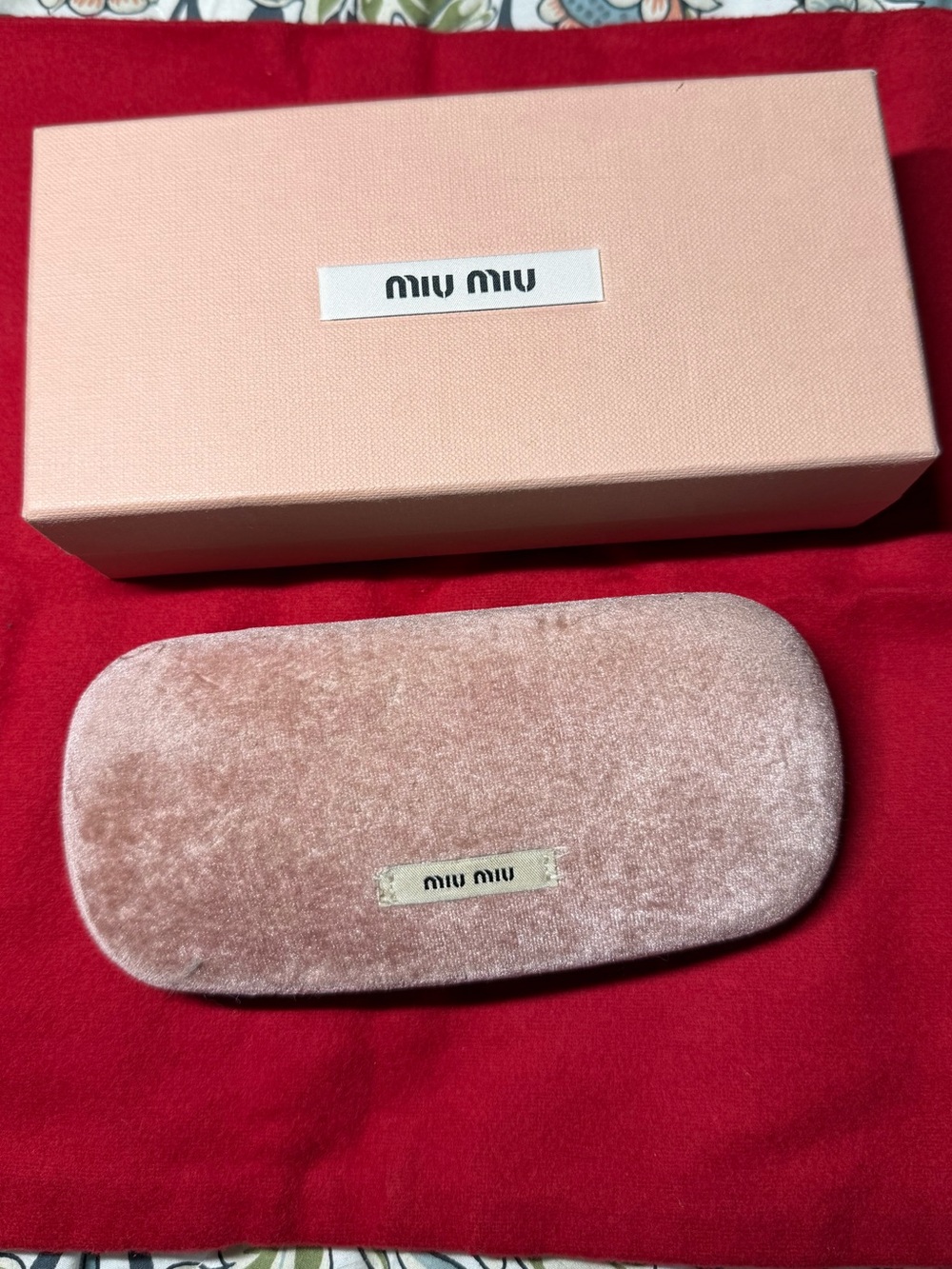 Miu Miu Pink  box and Velvet Sunglasses Case